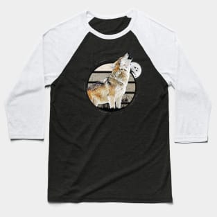 Howling Wolf During Full Moon Baseball T-Shirt